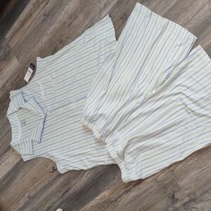 Chaps Green Strip Blooming Fields 2 PC Pajama Set Size XL New with tags